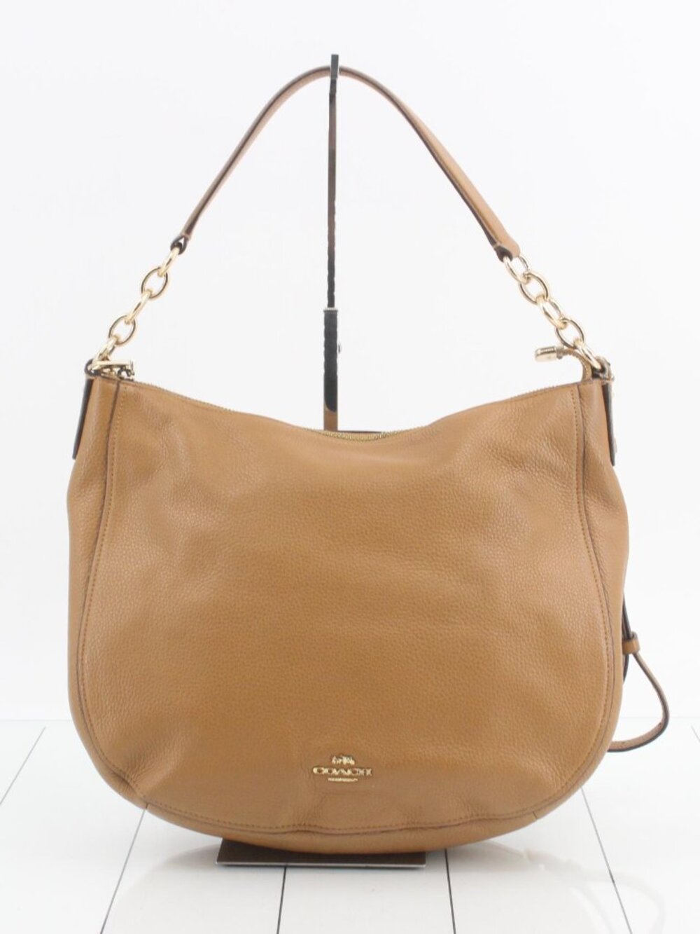 Coach Tan Leather Hobo Bag with Gold Hardware